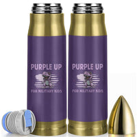 Purple Up For Military Kids Bullet Tumbler Military Child Month Dinosaur American Flag