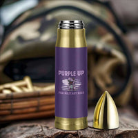 Purple Up For Military Kids Bullet Tumbler Military Child Month Dinosaur American Flag