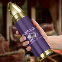 Purple Up For Military Kids Bullet Tumbler Military Child Month Dinosaur American Flag