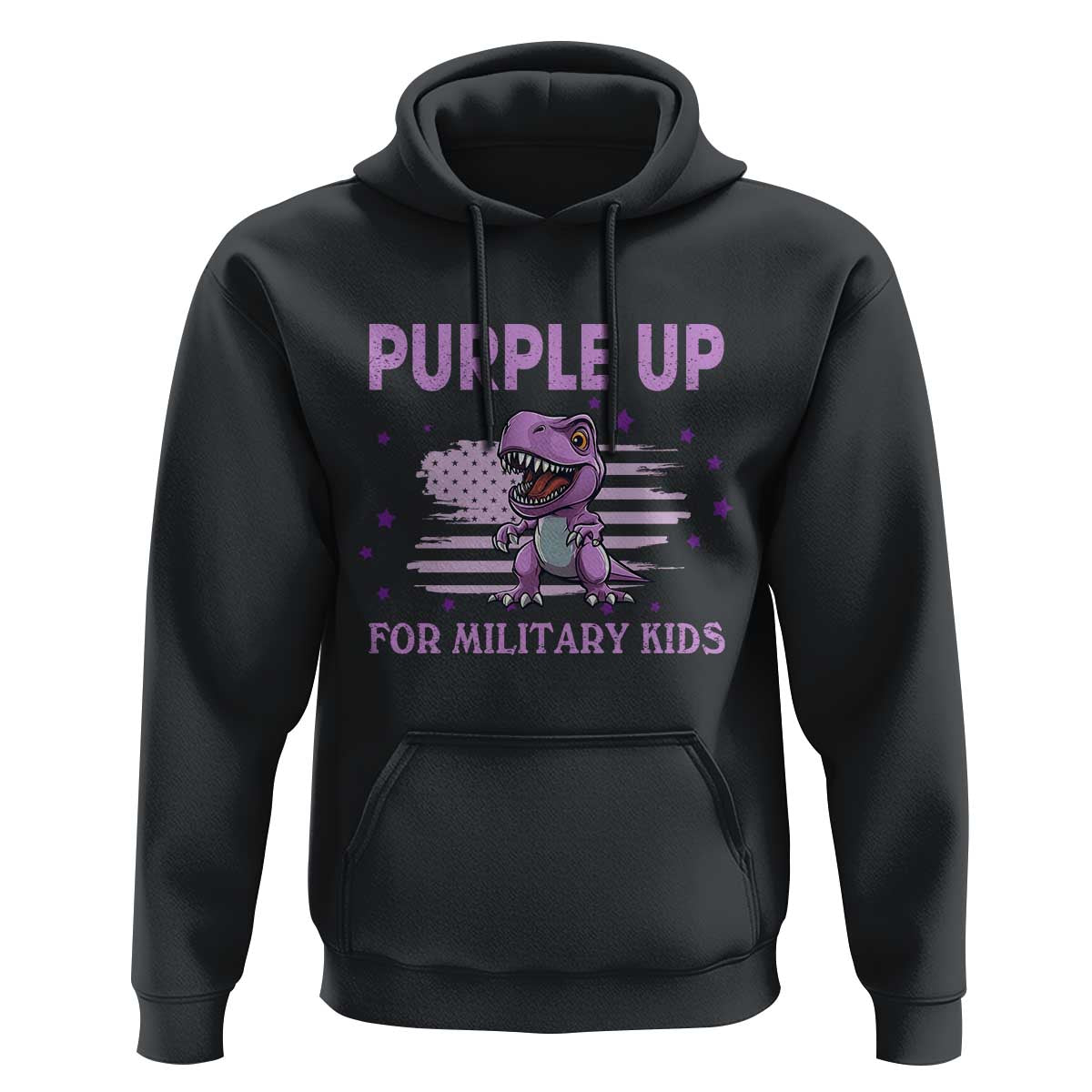 Purple Up For Military Kids Hoodie Military Child Month Dinosaur American Flag
