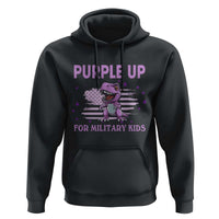 Purple Up For Military Kids Hoodie Military Child Month Dinosaur American Flag