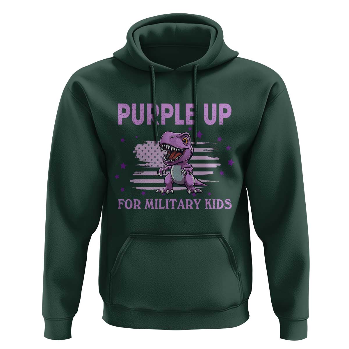 Purple Up For Military Kids Hoodie Military Child Month Dinosaur American Flag