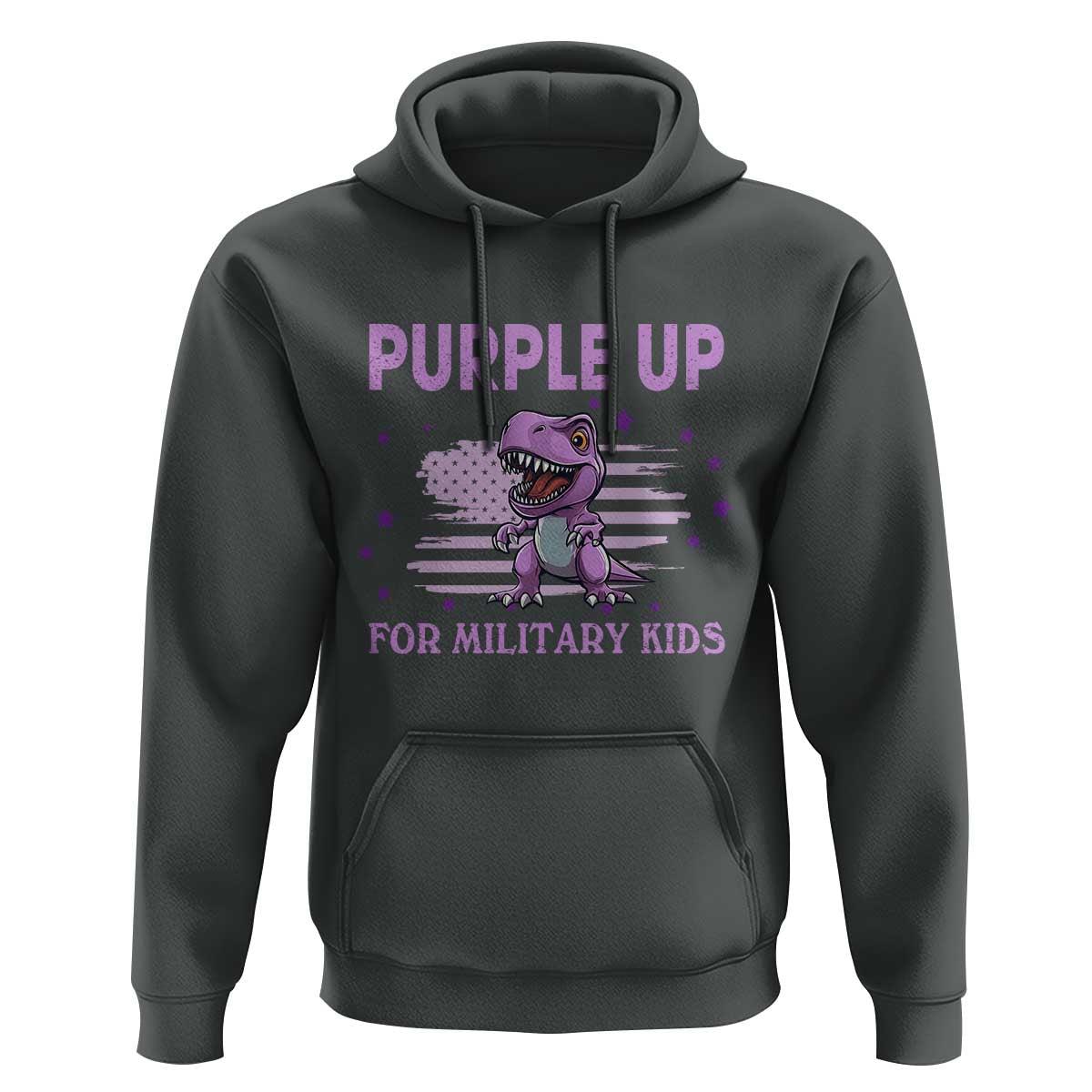 Purple Up For Military Kids Hoodie Military Child Month Dinosaur American Flag