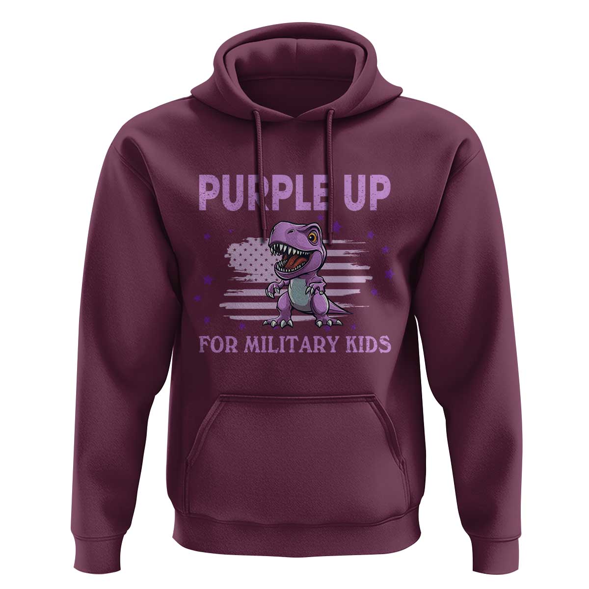 Purple Up For Military Kids Hoodie Military Child Month Dinosaur American Flag