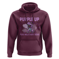 Purple Up For Military Kids Hoodie Military Child Month Dinosaur American Flag
