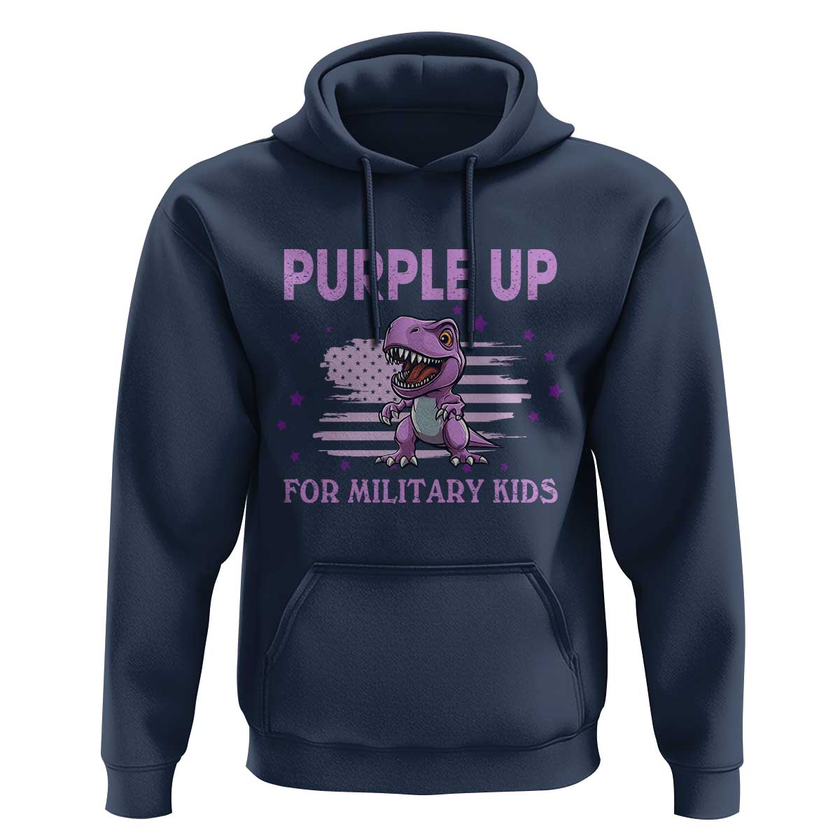 Purple Up For Military Kids Hoodie Military Child Month Dinosaur American Flag