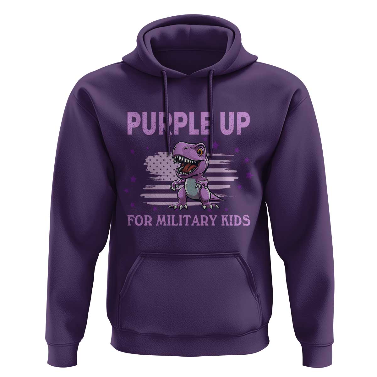 Purple Up For Military Kids Hoodie Military Child Month Dinosaur American Flag