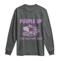 Purple Up For Military Kids Long Sleeve Shirt Military Child Month Dinosaur American Flag