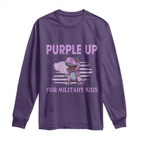 Purple Up For Military Kids Long Sleeve Shirt Military Child Month Dinosaur American Flag