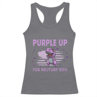 Purple Up For Military Kids Racerback Tank Top Military Child Month Dinosaur American Flag