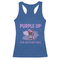Purple Up For Military Kids Racerback Tank Top Military Child Month Dinosaur American Flag