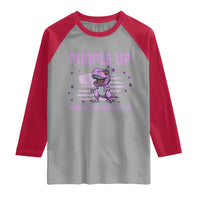 Purple Up For Military Kids Raglan Shirt Military Child Month Dinosaur American Flag