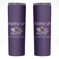 Purple Up For Military Kids Skinny Tumbler Military Child Month Dinosaur American Flag