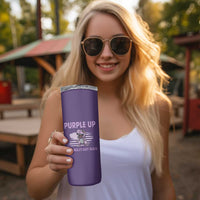 Purple Up For Military Kids Skinny Tumbler Military Child Month Dinosaur American Flag