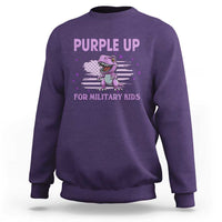 Purple Up For Military Kids Sweatshirt Military Child Month Dinosaur American Flag