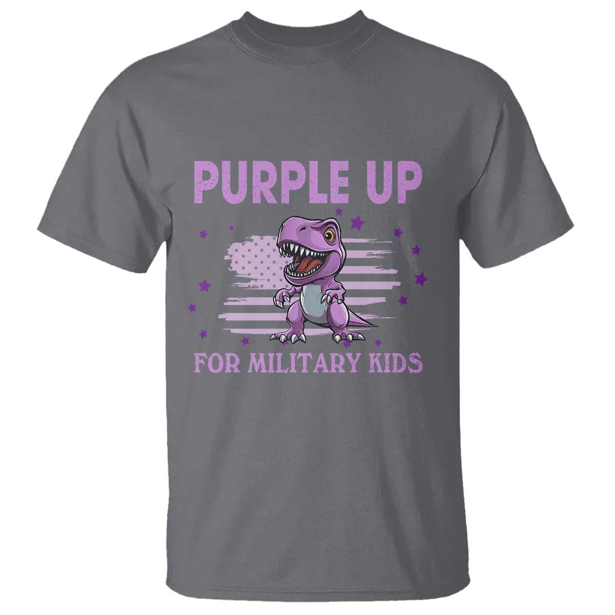 Purple Up For Military Kids T Shirt Military Child Month Dinosaur American Flag