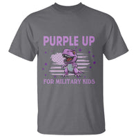 Purple Up For Military Kids T Shirt Military Child Month Dinosaur American Flag