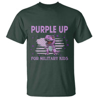 Purple Up For Military Kids T Shirt Military Child Month Dinosaur American Flag