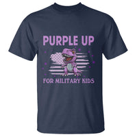 Purple Up For Military Kids T Shirt Military Child Month Dinosaur American Flag