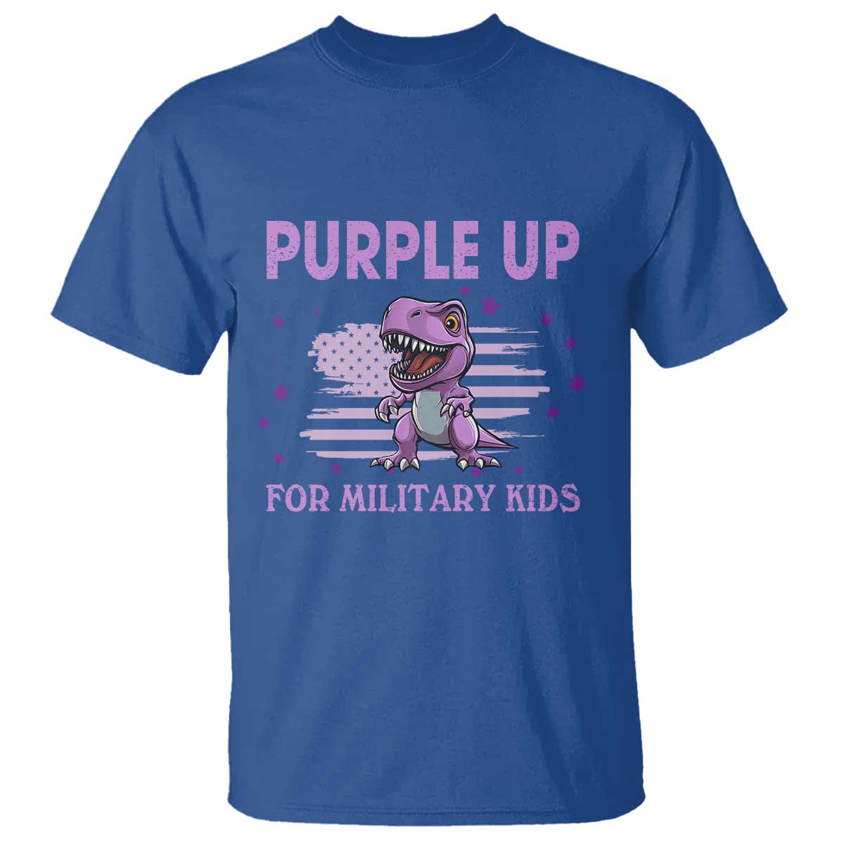 Purple Up For Military Kids T Shirt Military Child Month Dinosaur American Flag
