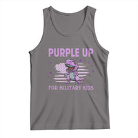 Purple Up For Military Kids Tank Top Military Child Month Dinosaur American Flag