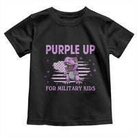 Purple Up For Military Kids Toddler T Shirt Military Child Month Dinosaur American Flag