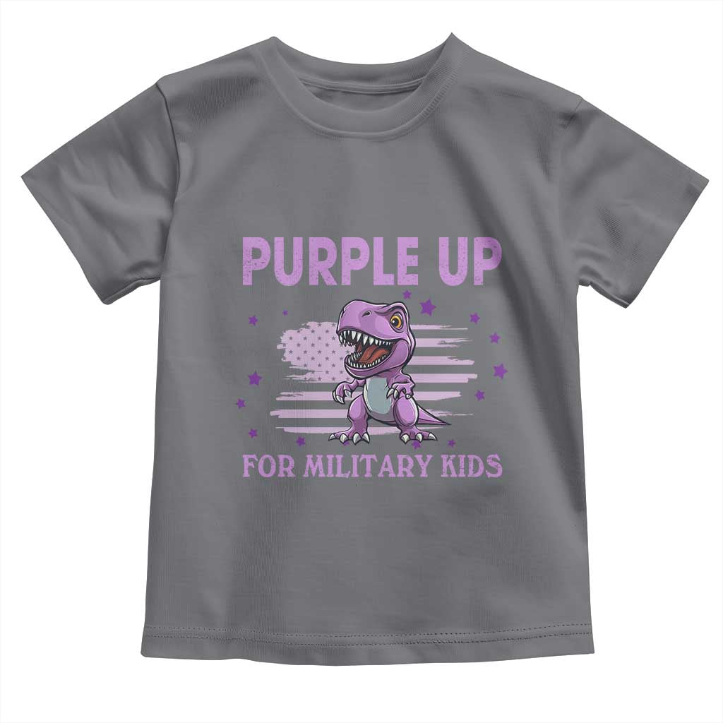 Purple Up For Military Kids Toddler T Shirt Military Child Month Dinosaur American Flag