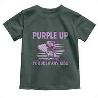 Purple Up For Military Kids Toddler T Shirt Military Child Month Dinosaur American Flag
