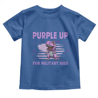 Purple Up For Military Kids Toddler T Shirt Military Child Month Dinosaur American Flag