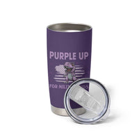 Purple Up For Military Kids Tumbler Cup Military Child Month Dinosaur American Flag