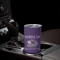 Purple Up For Military Kids Tumbler Cup Military Child Month Dinosaur American Flag