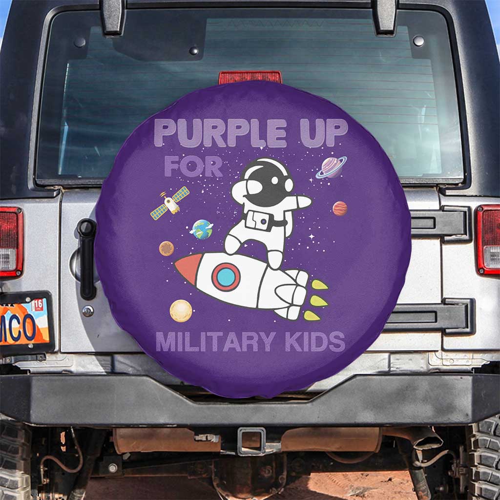 Purple Up For Military Kids Spare Tire Cover Military Child Month Astronaut Outer Space