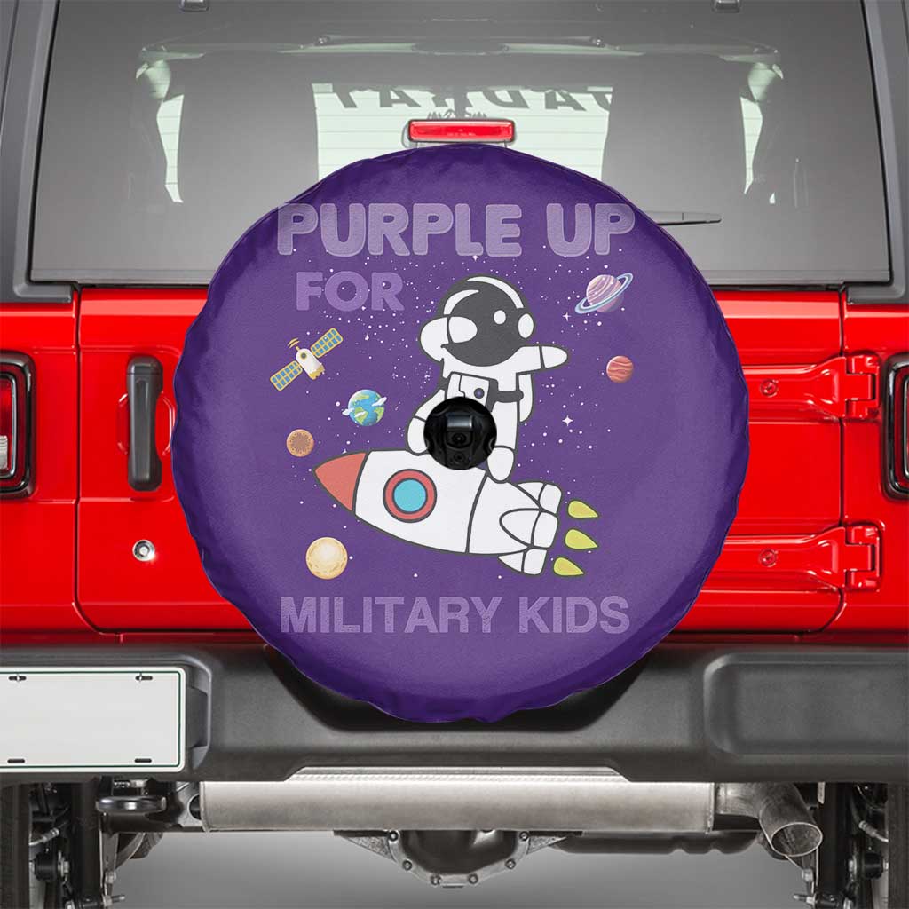 Purple Up For Military Kids Spare Tire Cover Military Child Month Astronaut Outer Space