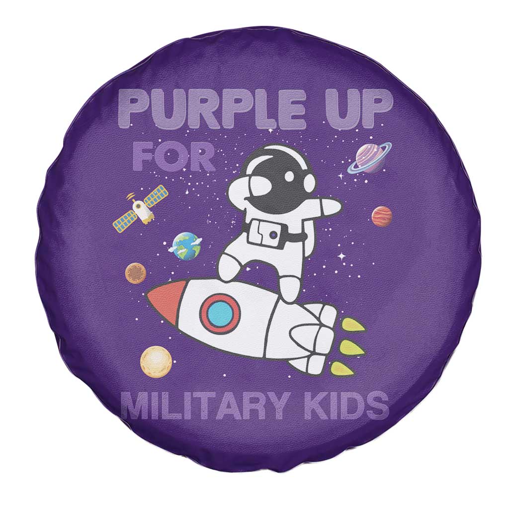 Purple Up For Military Kids Spare Tire Cover Military Child Month Astronaut Outer Space