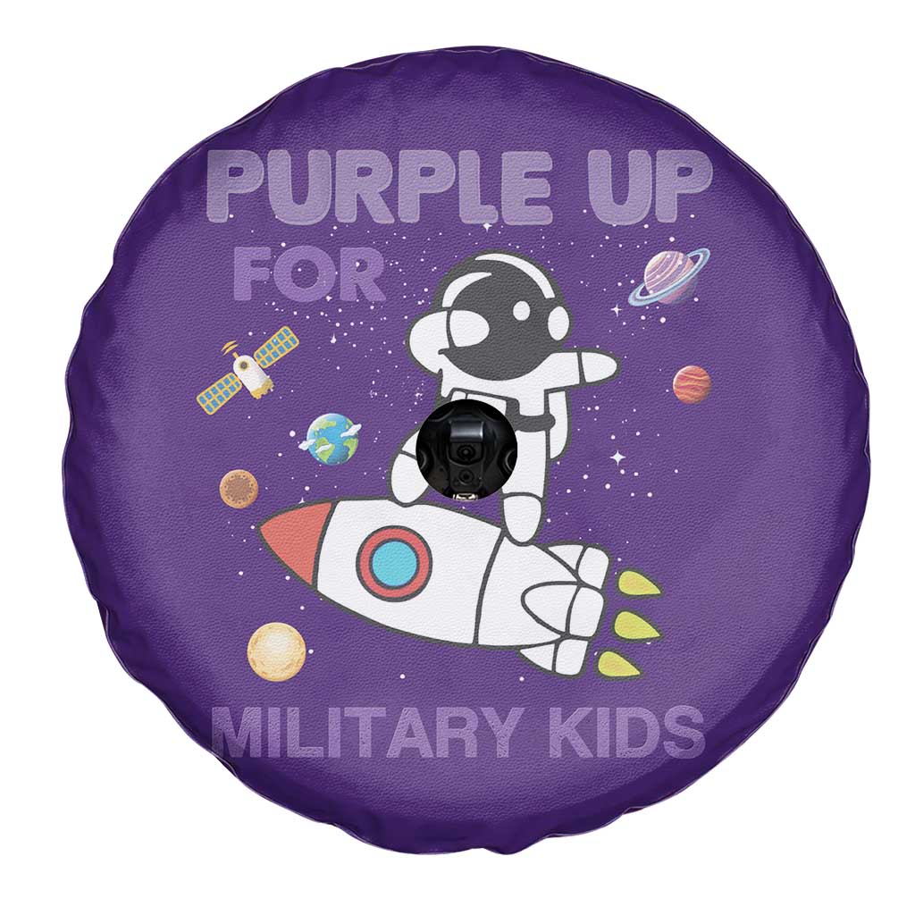 Purple Up For Military Kids Spare Tire Cover Military Child Month Astronaut Outer Space