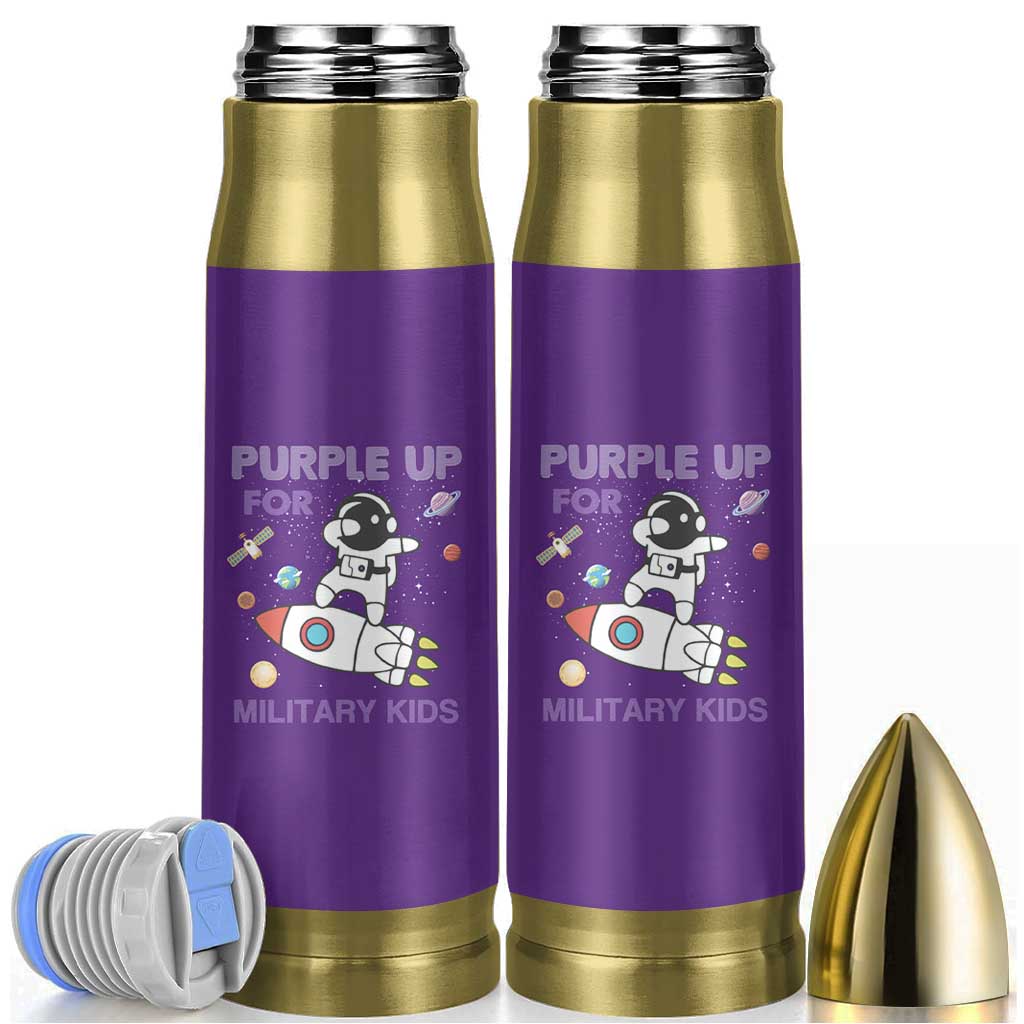 Purple Up For Military Kids Bullet Tumbler Military Child Month Astronaut Outer Space