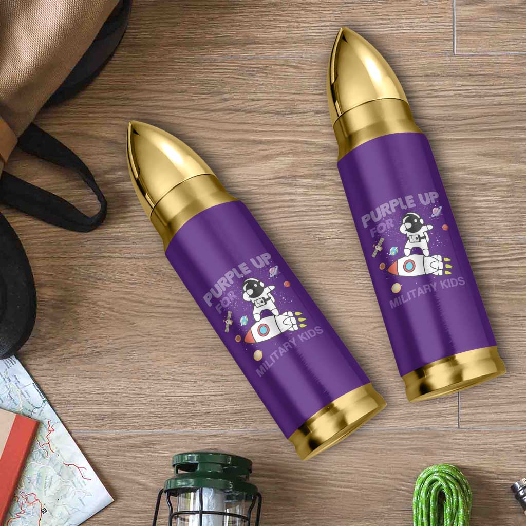 Purple Up For Military Kids Bullet Tumbler Military Child Month Astronaut Outer Space