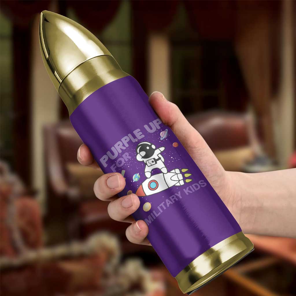 Purple Up For Military Kids Bullet Tumbler Military Child Month Astronaut Outer Space
