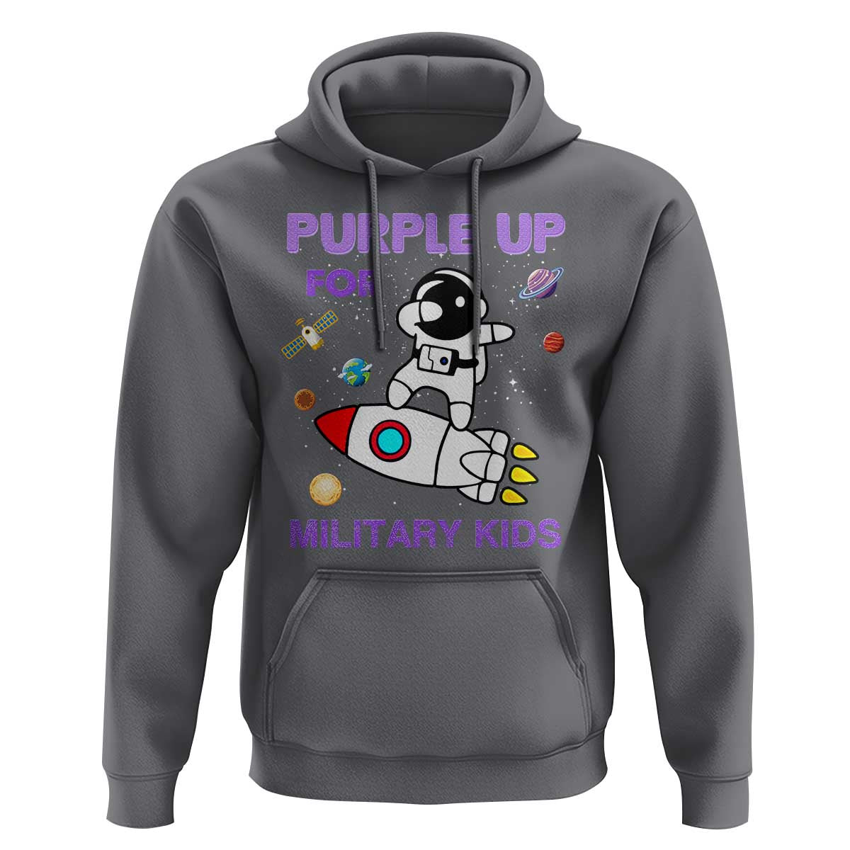 Purple Up For Military Kids Hoodie Military Child Month Astronaut Outer Space