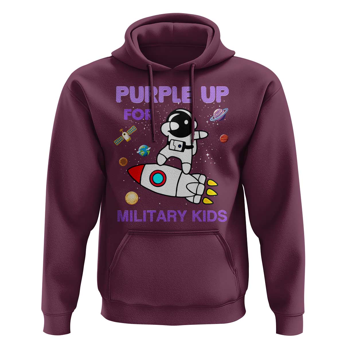 Purple Up For Military Kids Hoodie Military Child Month Astronaut Outer Space