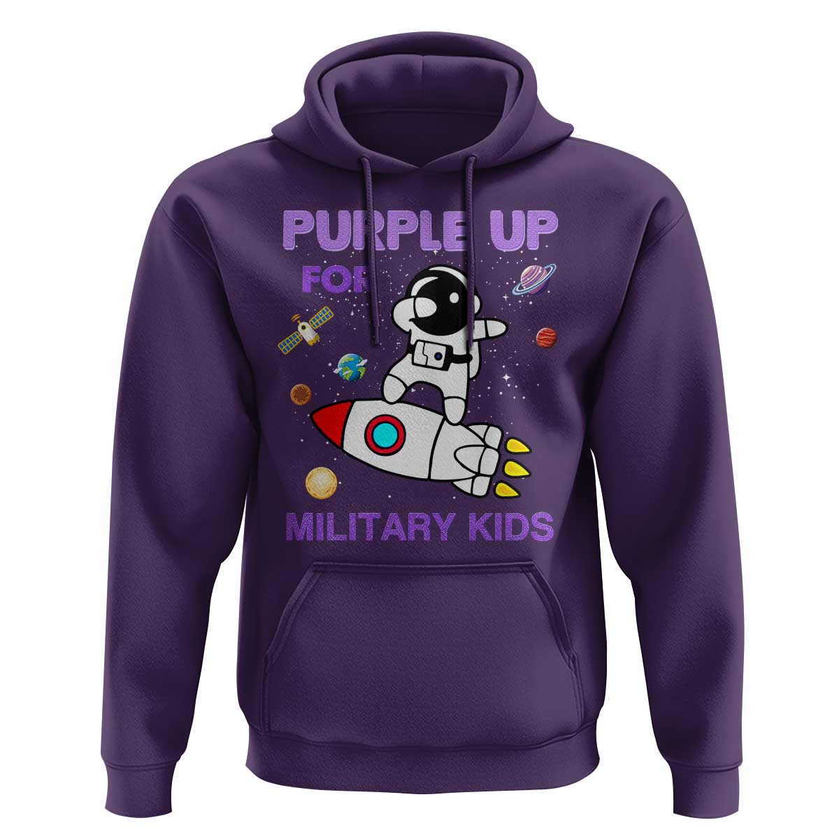 Purple Up For Military Kids Hoodie Military Child Month Astronaut Outer Space