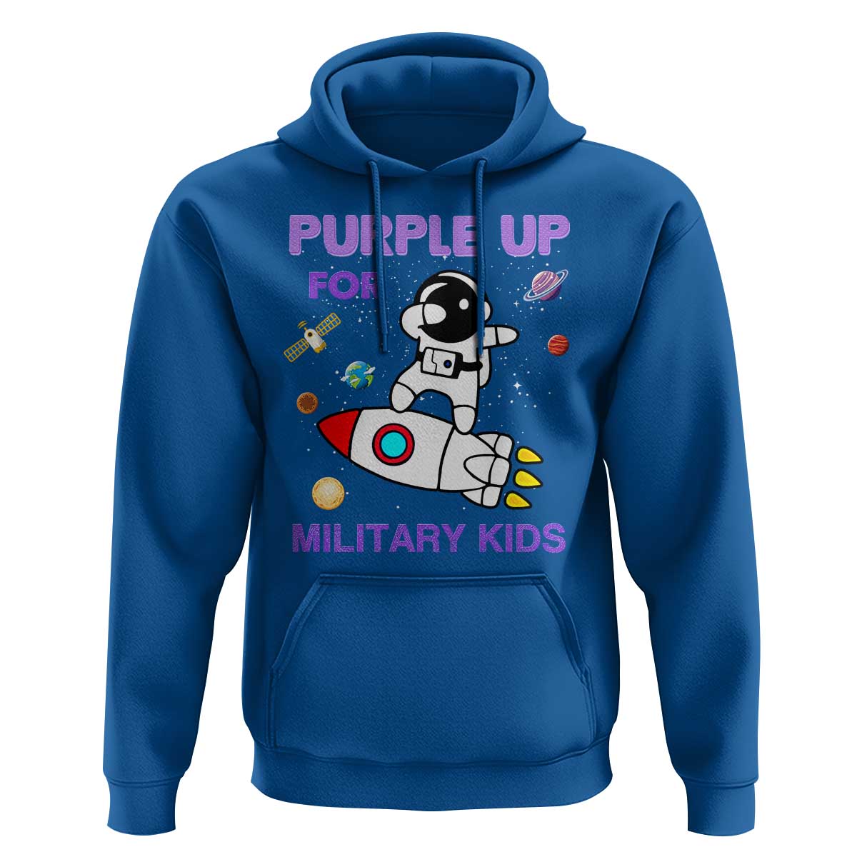 Purple Up For Military Kids Hoodie Military Child Month Astronaut Outer Space