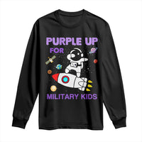 Purple Up For Military Kids Long Sleeve Shirt Military Child Month Astronaut Outer Space