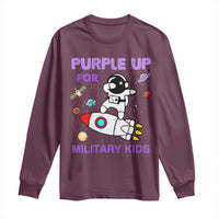 Purple Up For Military Kids Long Sleeve Shirt Military Child Month Astronaut Outer Space