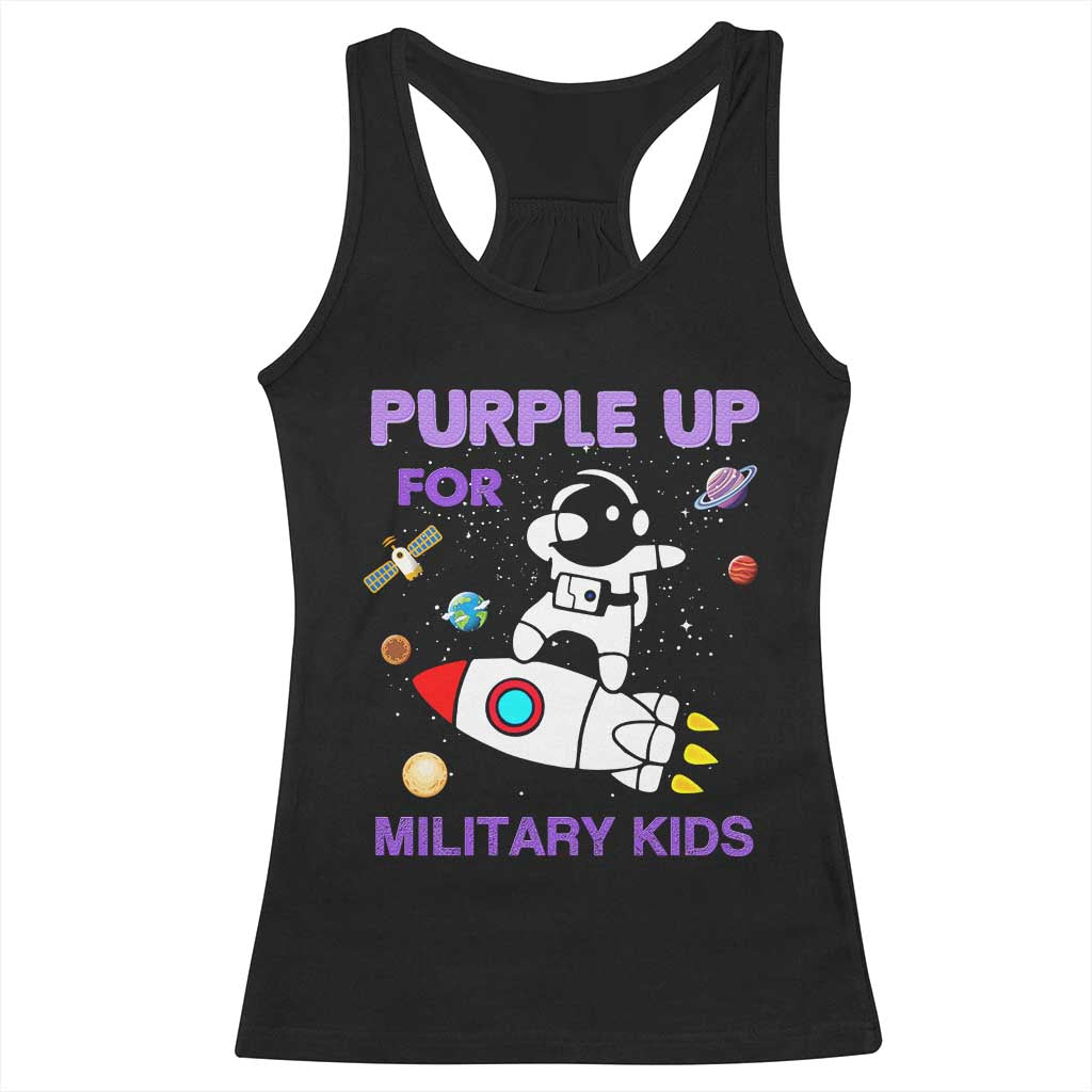 Purple Up For Military Kids Racerback Tank Top Military Child Month Astronaut Outer Space