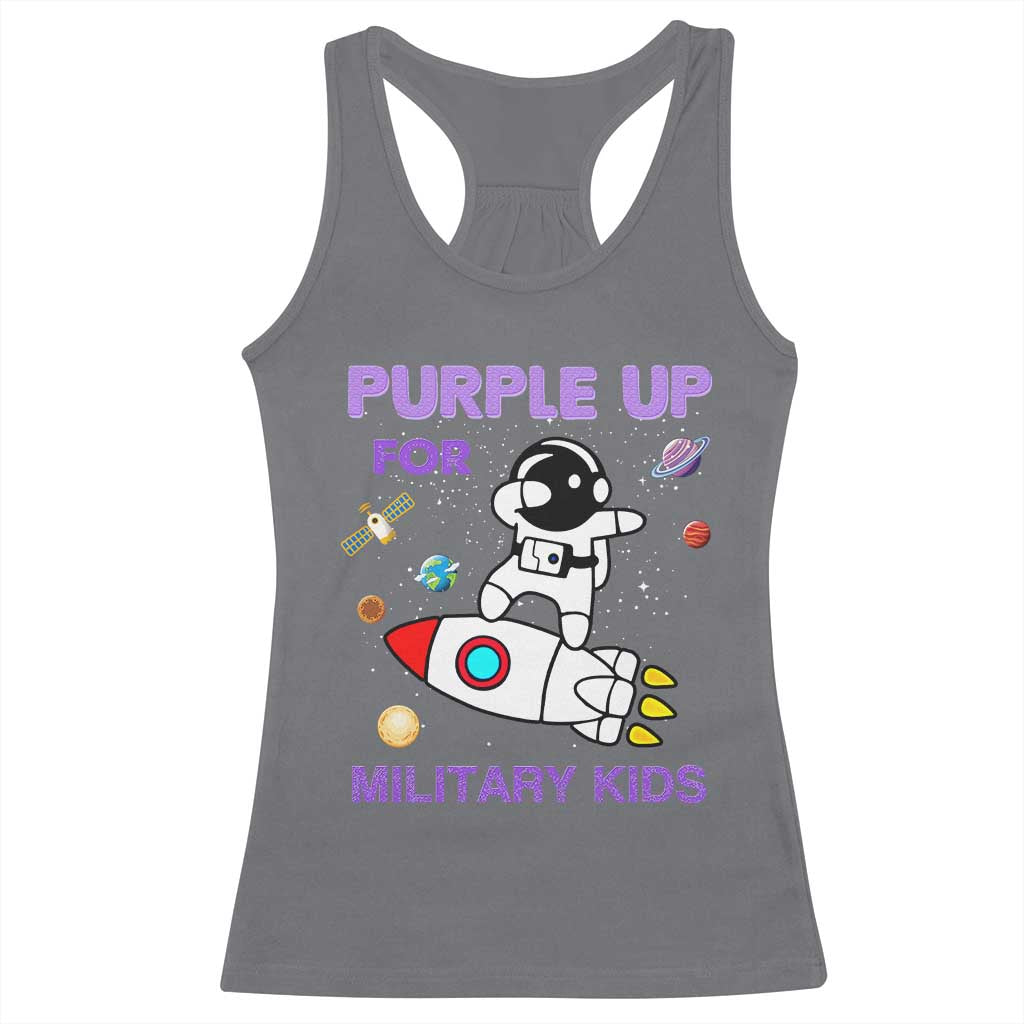 Purple Up For Military Kids Racerback Tank Top Military Child Month Astronaut Outer Space