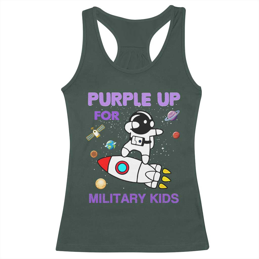 Purple Up For Military Kids Racerback Tank Top Military Child Month Astronaut Outer Space