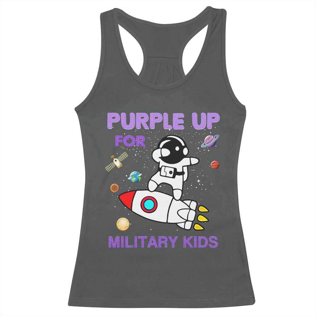 Purple Up For Military Kids Racerback Tank Top Military Child Month Astronaut Outer Space