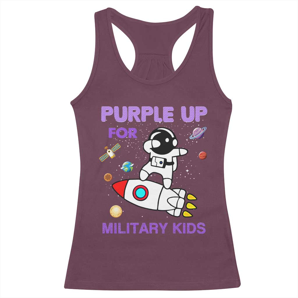 Purple Up For Military Kids Racerback Tank Top Military Child Month Astronaut Outer Space