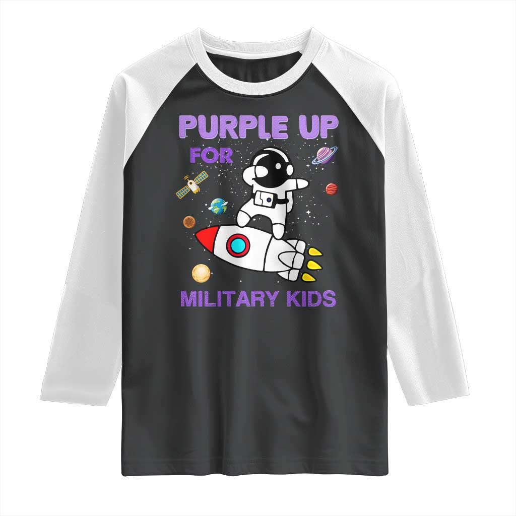 Purple Up For Military Kids Raglan Shirt Military Child Month Astronaut Outer Space